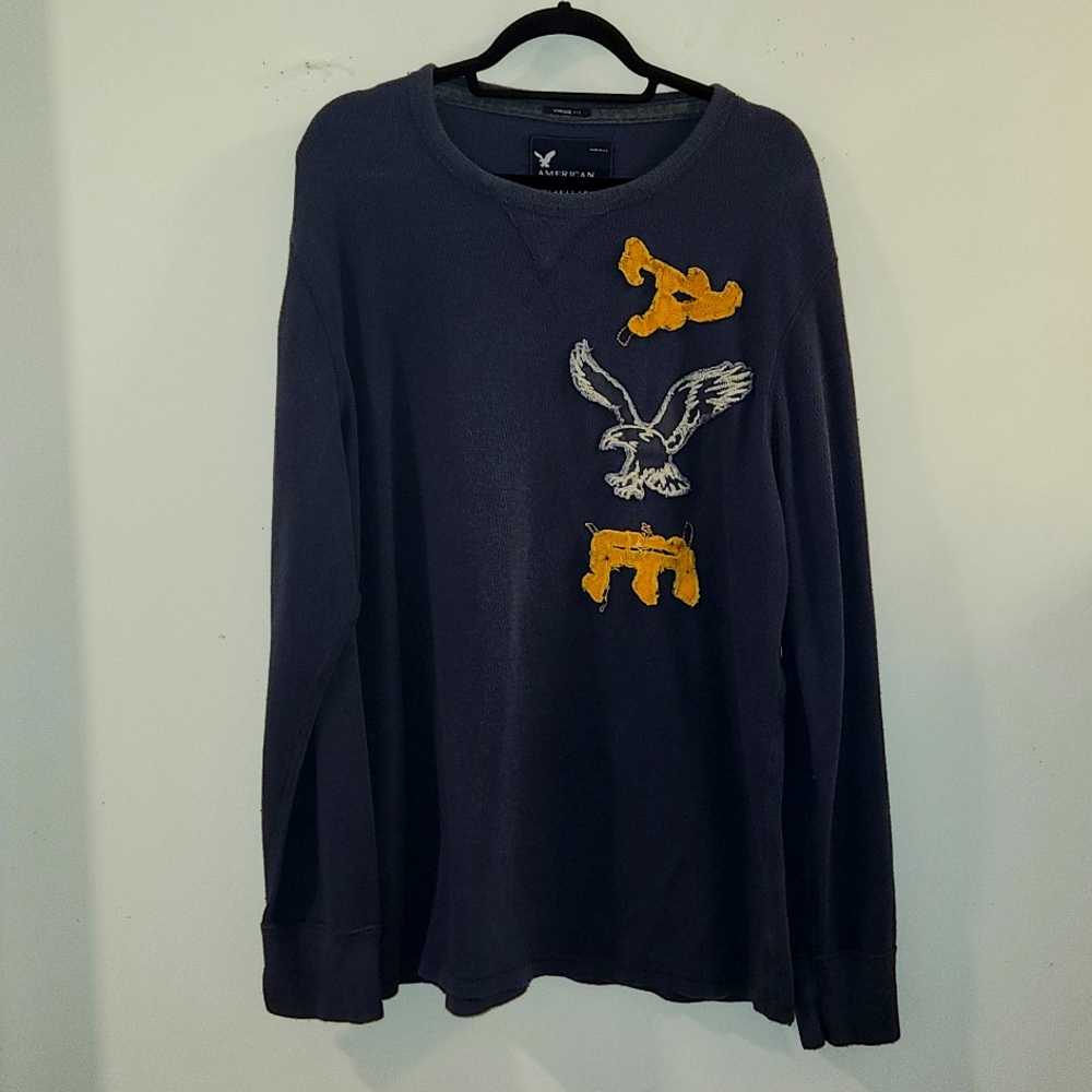 American Eagle~ Distressed Vintage Thermal Pullover Size XXL
